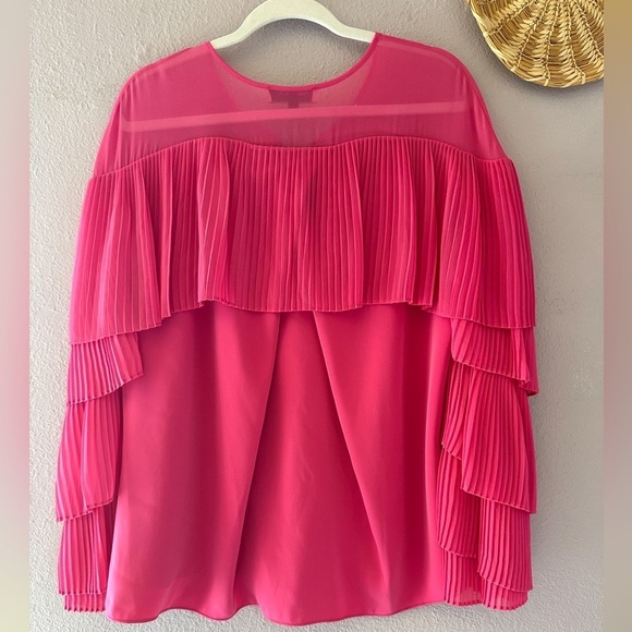 Prabal Gurung Collective Pleated Tiered Sleeve Pink Blouse Size 6 - Picture 8 of 8